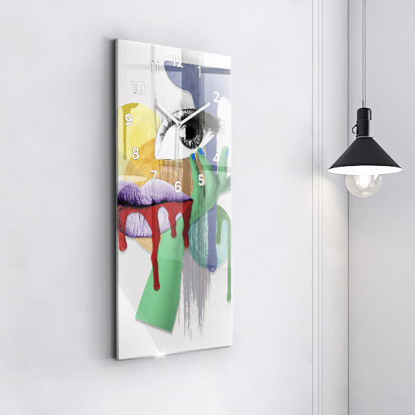 Modern vertical wall clock Surrealist collage