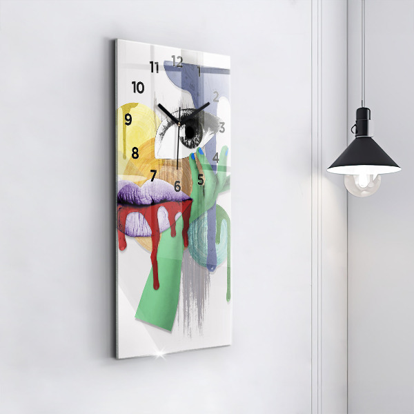 Modern vertical wall clock Surrealist collage