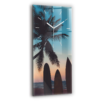 Modern vertical wall clock Surfing on the beach
