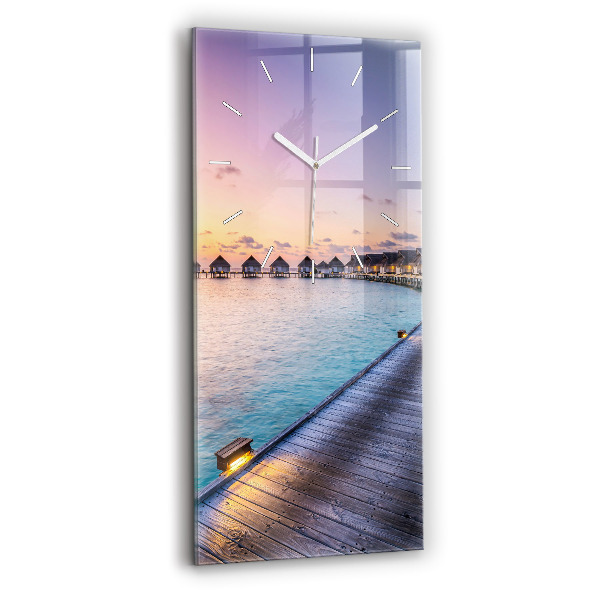 Modern vertical wall clock Sunset Maldives