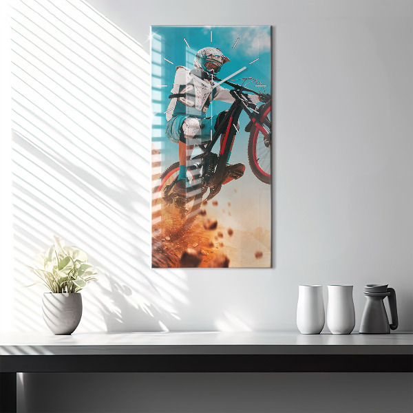 Modern vertical wall clock Stuntman and adrenaline