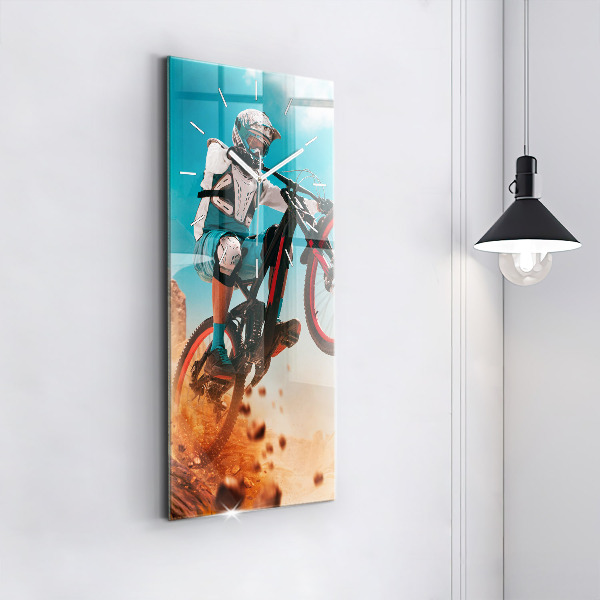 Modern vertical wall clock Stuntman and adrenaline