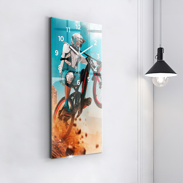Modern vertical wall clock Stuntman and adrenaline