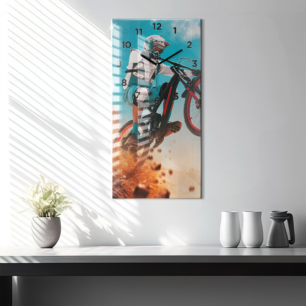 Modern vertical wall clock Stuntman and adrenaline