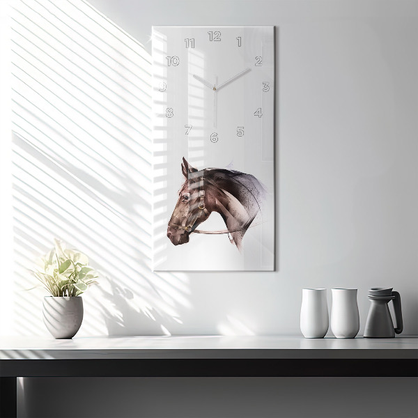 Modern vertical wall clock Painted Horse Profile