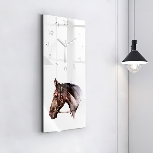Modern vertical wall clock Painted Horse Profile