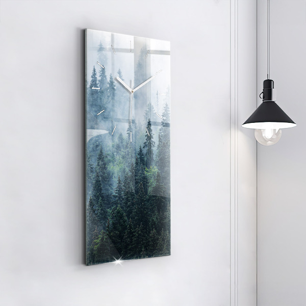 Modern vertical wall clock Misty Mountain Landscape