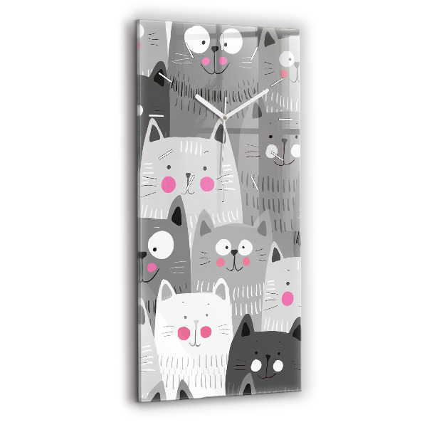 Modern vertical wall clock Pattern with cats