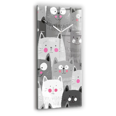 Modern vertical wall clock Pattern with cats