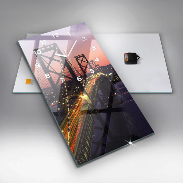 Modern vertical wall clock USA sunset