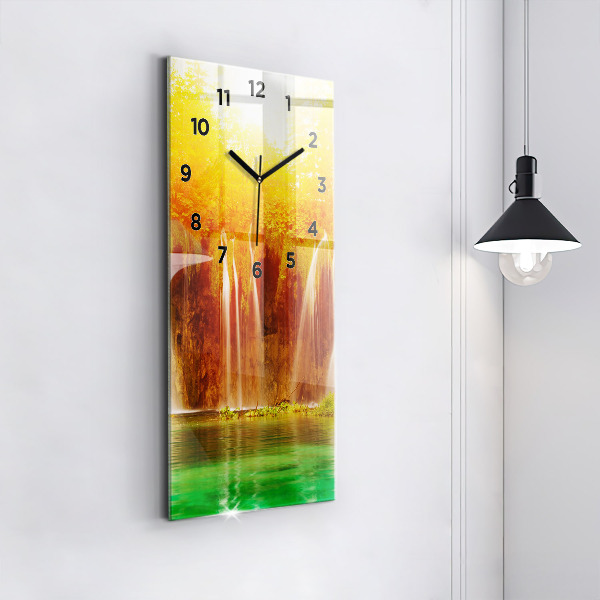 Modern vertical wall clock View of the waterfall