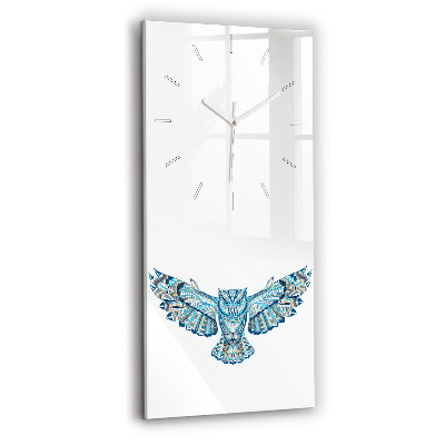 Modern vertical wall clock Owl in flight