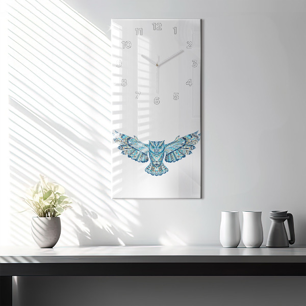Modern vertical wall clock Owl in flight