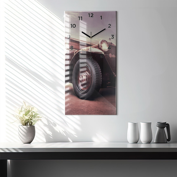 Modern vertical wall clock Vintage car