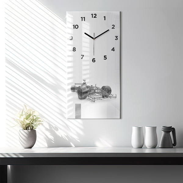 Modern vertical wall clock F1 car design