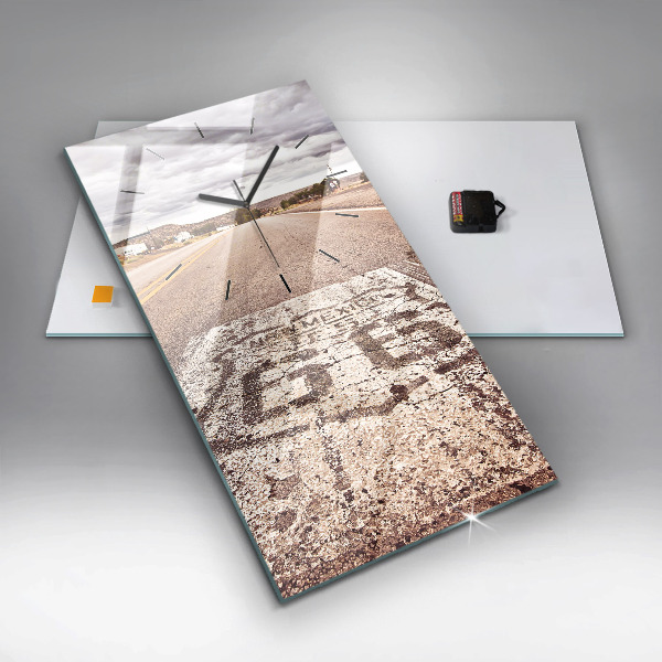 Modern vertical wall clock Route 66 USA