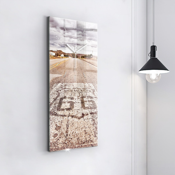 Modern vertical wall clock Route 66 USA