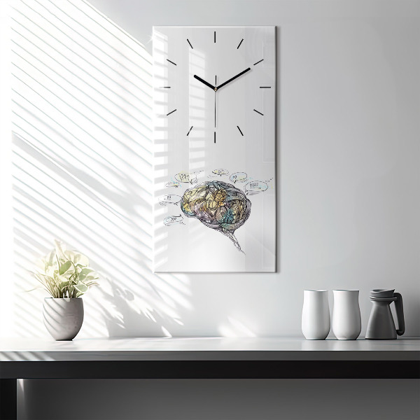 Modern vertical wall clock Artistic representation of the brain