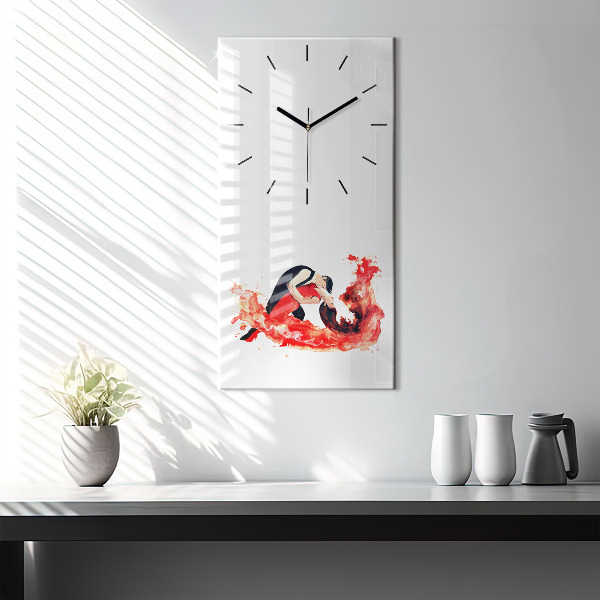 Modern vertical wall clock A sensual tango full of emotions