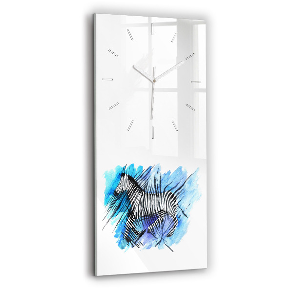 Modern vertical wall clock Painted Zebra Asymmetry
