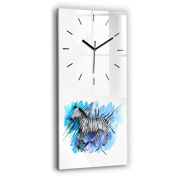 Modern vertical wall clock Painted Zebra Asymmetry