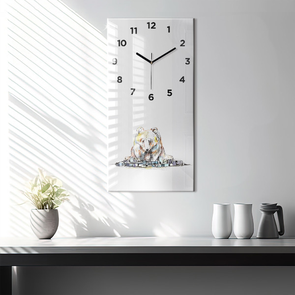 Modern vertical wall clock Abstraction bear city