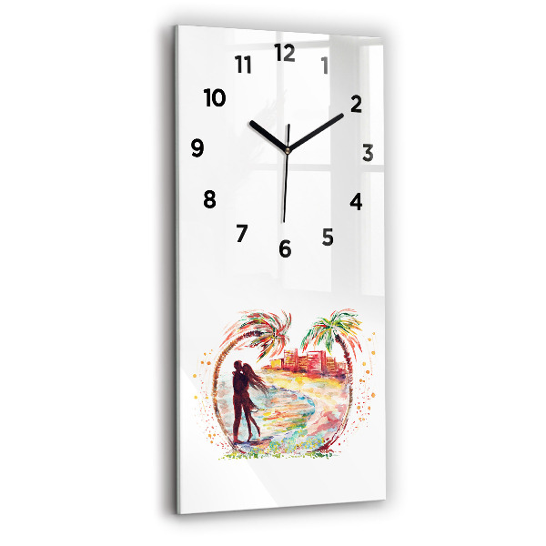 Modern vertical wall clock Watercolor Love on Miami Beach