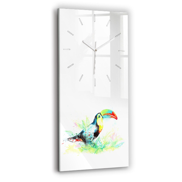 Modern vertical wall clock Toucan in the grass