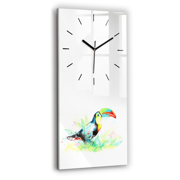 Modern vertical wall clock Toucan in the grass