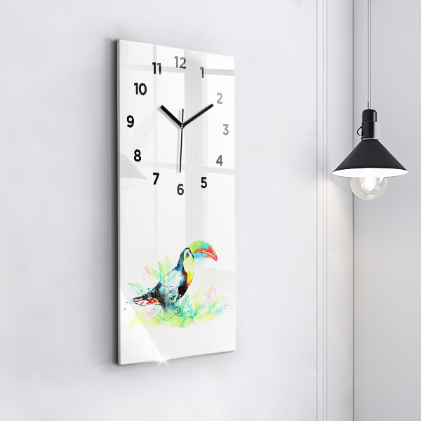 Modern vertical wall clock Toucan in the grass