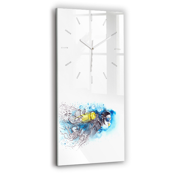 Modern vertical wall clock Underwater fish life