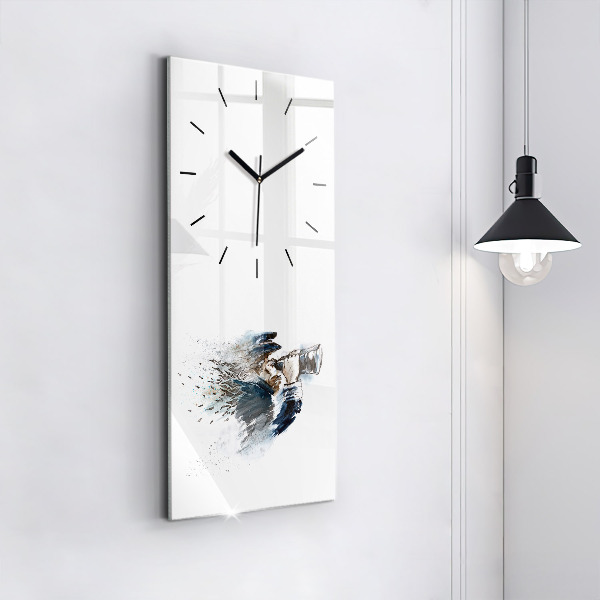 Modern vertical wall clock Captain with binoculars