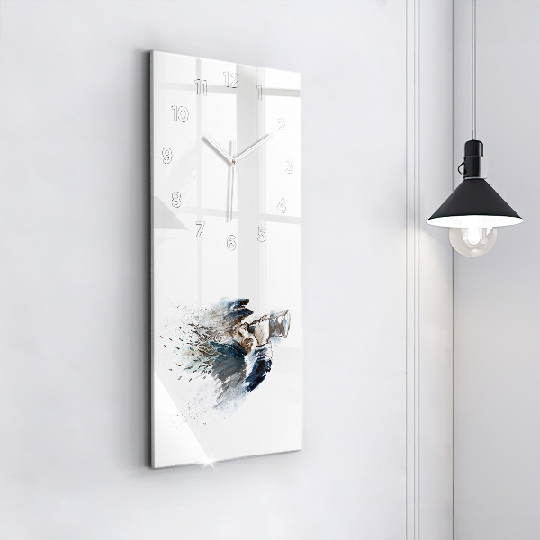 Modern vertical wall clock Captain with binoculars