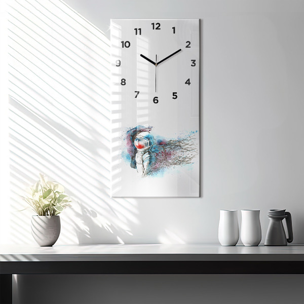 Modern vertical wall clock Astronaut abstraction