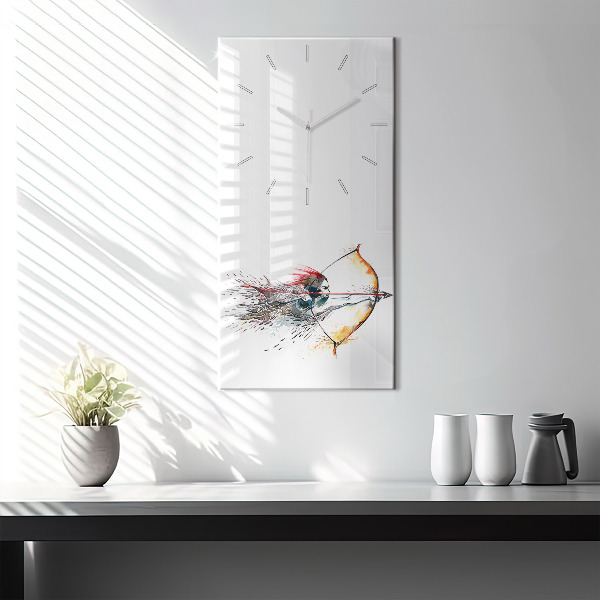 Modern vertical wall clock A warrior on the hunt