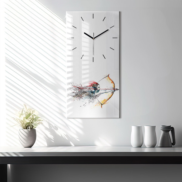 Modern vertical wall clock A warrior on the hunt