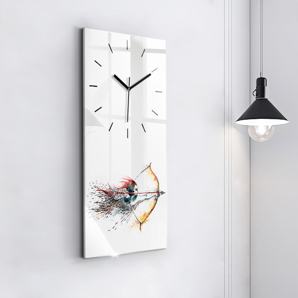 Modern vertical wall clock A warrior on the hunt