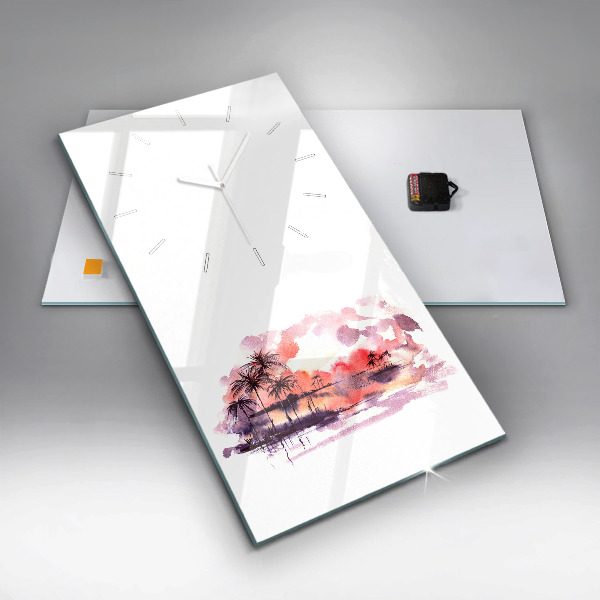 Modern vertical wall clock Tropical Landscape