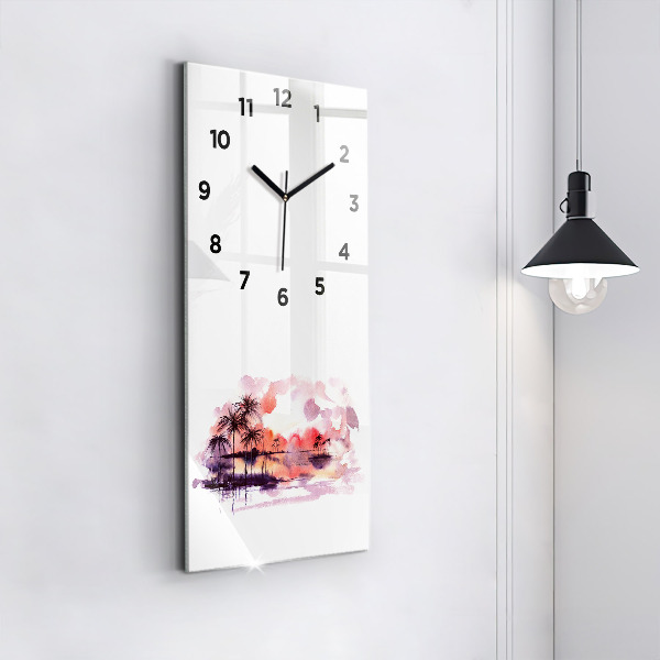 Modern vertical wall clock Tropical Landscape