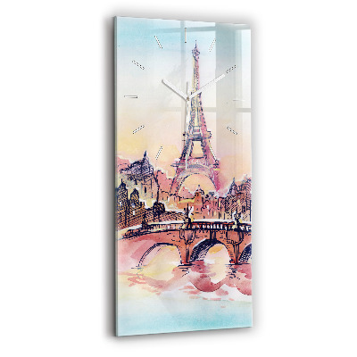 Modern vertical wall clock Painted Landscape of Paris