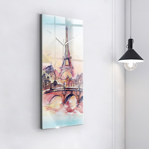 Modern vertical wall clock Painted Landscape of Paris