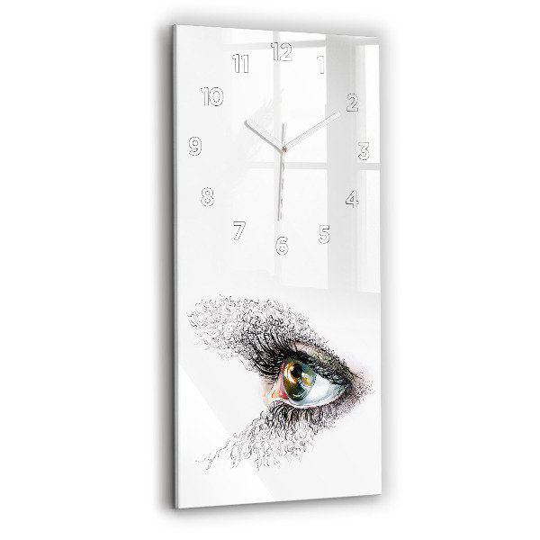 Modern vertical wall clock Drawing of a human eye