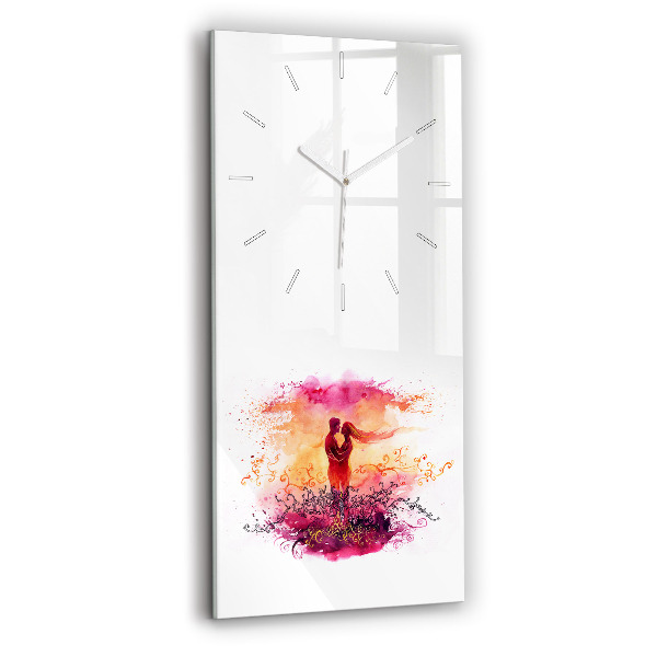 Modern vertical wall clock Watercolor couple in love