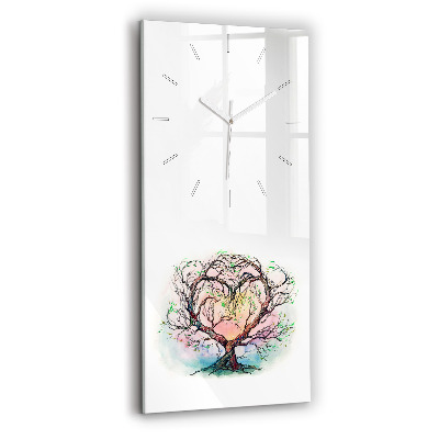 Modern vertical wall clock Tree the heart of nature