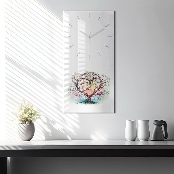 Modern vertical wall clock Tree the heart of nature