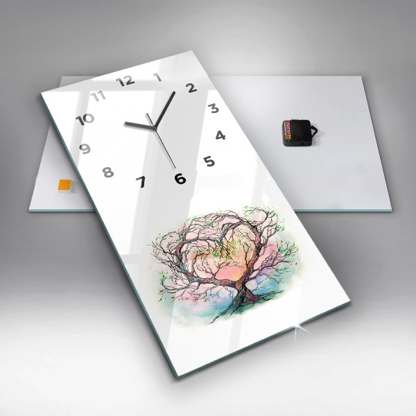 Modern vertical wall clock Tree the heart of nature