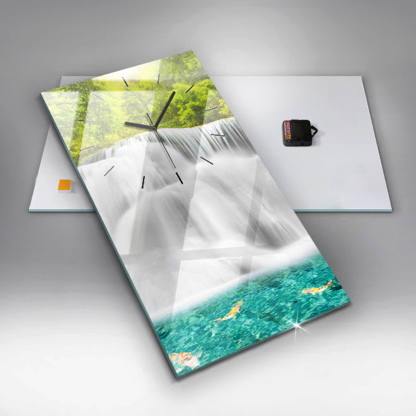 Modern vertical wall clock Waterfall in Thailand