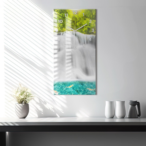 Modern vertical wall clock Waterfall in Thailand