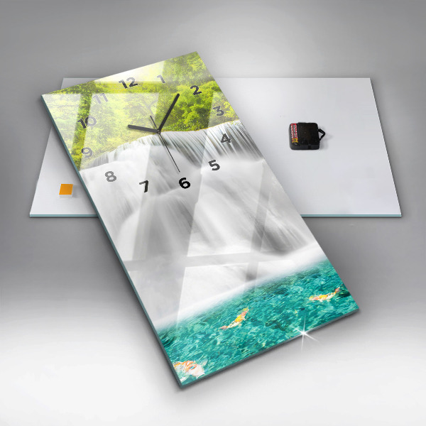 Modern vertical wall clock Waterfall in Thailand