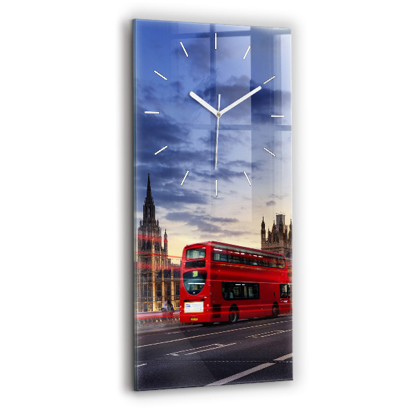 Modern vertical wall clock Red London Bus